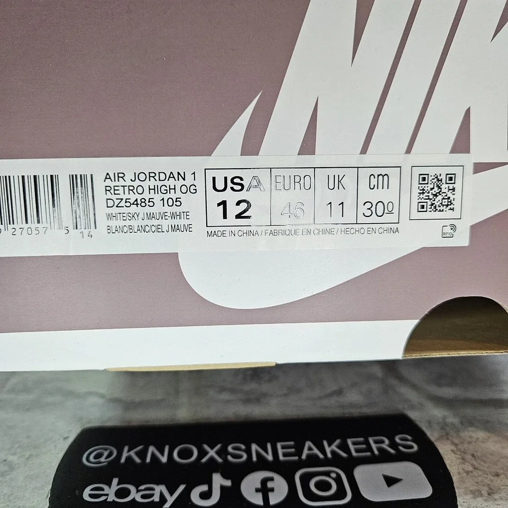 Nike Air Jordan 1 Retro OG High White Sky J Mauve DZ5485-105 Men's Size 12